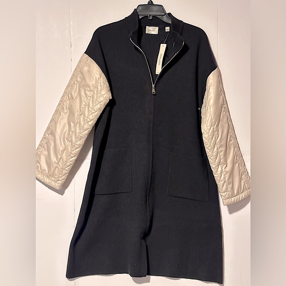 Strazzi Women’s  Oversized  Cashmere Coat With Nylon Sleeves - Size M